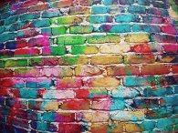 Fotohintergrund bunte Backsteinmauer