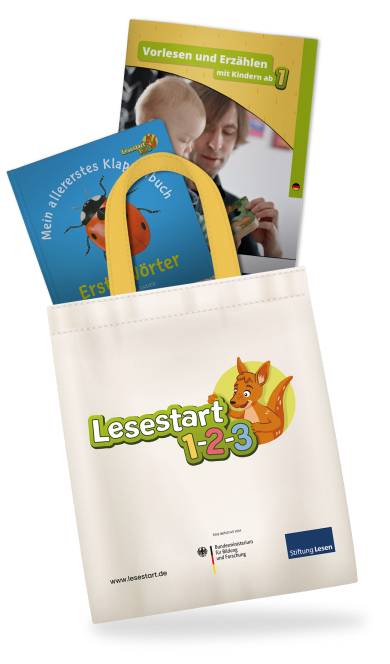 Stoffbeutel mit Lesestart-Materialien