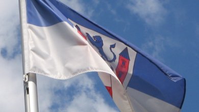 Leitbild Leitbild. Flagge mit Neustädter Wappen.