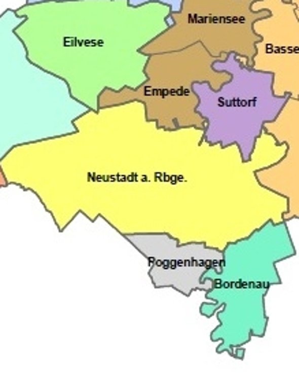 Übersicht Ortschaften Neustädter Land Übersichtskarte der Ortschaften Neustädter Land. Die zu den Ortschaften zugehörigen Ortsteile sind farblich gekennzeichnet.