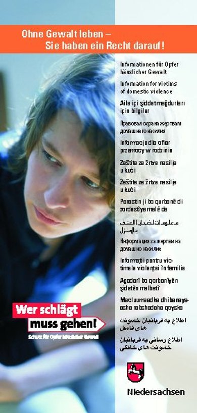 Titelbild Flyer Informationen Opfer häuslicher Gewalt mehrsprachig Titelbild Flyer Informationen Opfer häuslicher Gewalt mehrsprachig