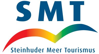 Logo SMT Logo der SMT, oben Schriftzug SMT in blau, darunter eine bunte Welle vor weißem Hintergrund