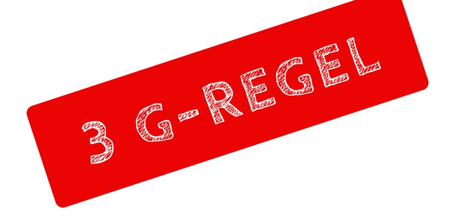 Symbolbild 3G-Regel weiße Schrift 3G-Regel auf rotem Hintergrund