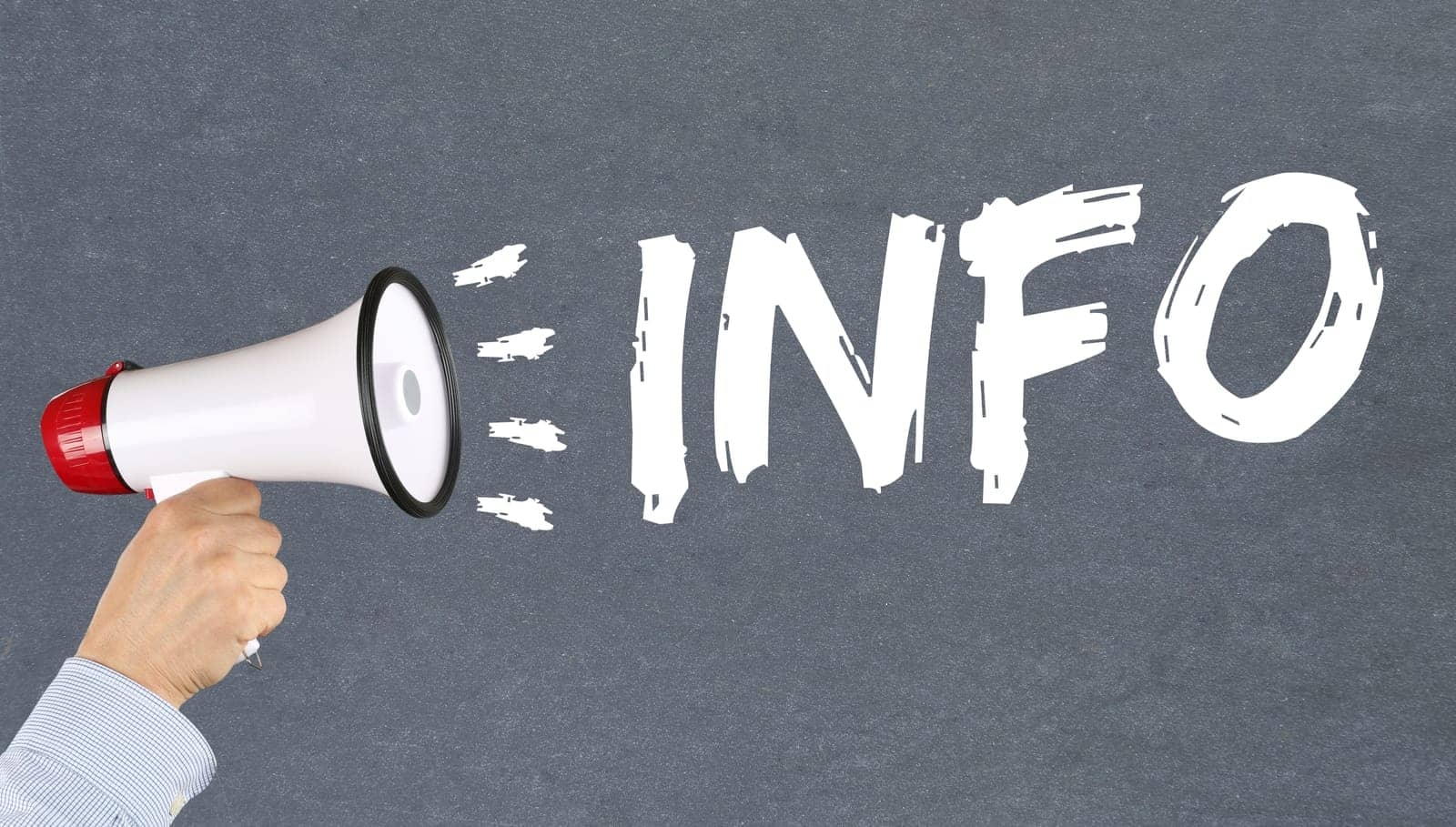 zu sehen ist der Schriftzug "Info" neben einem Megafon