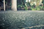 Symbolbild Regen Nahaufnahme einer Straße, es regnet stark
