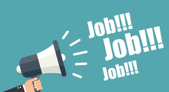 Symbolbild Job Darstellung Megafon mit Ausspruch "Job, Job, Job!"