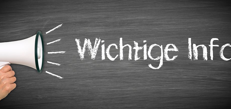wichtige Infos Wichtige Info - Hand mit Megaphon und Text